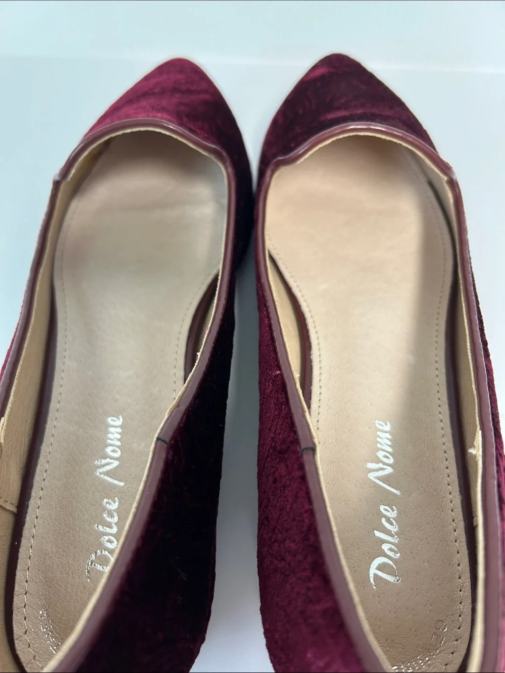 Dolce Nome NWOT “Pico” Leather Burgundy Geometric Embossed Loafers Womens 9